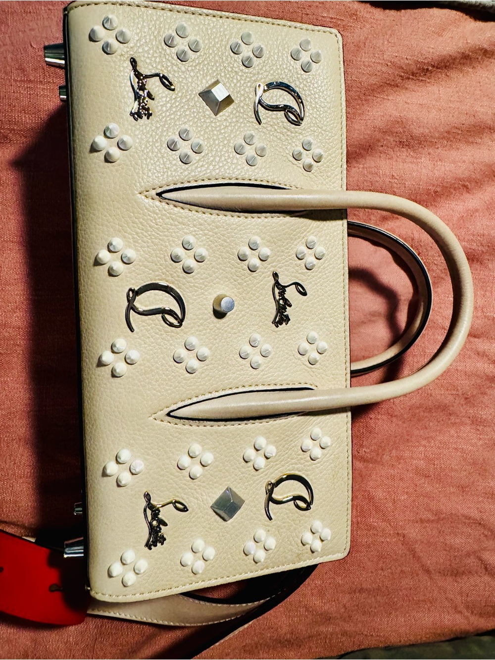 Christian Louboutin Blush Floral Studded Tote - Picture 2 of 14